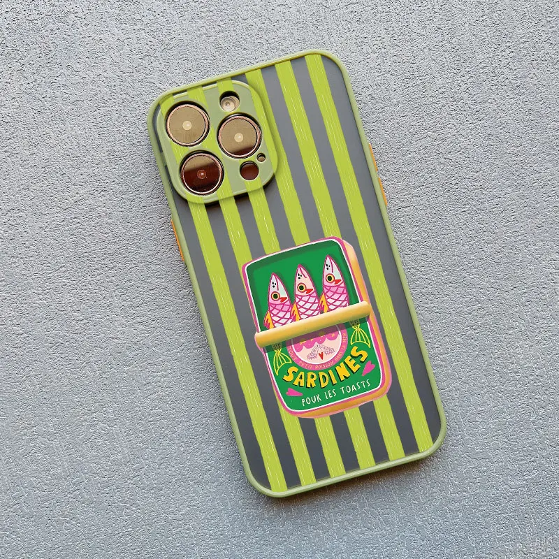 

Minimalist Stripe Marine Organisms Phone Case For iPhone 17 15 14 Pro Max Plus 16 Pro Max 11 13 Mini 12 Pro Max INS Cover Fundas