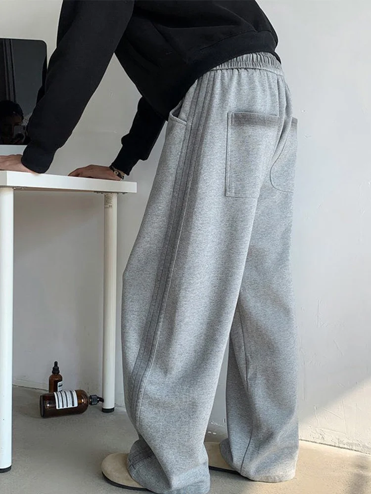 

Light Gray Curved Sweatpants For Men Women Clean Fit Loose Straight Wide Leg Pants Casual Sports Trousers Spring Autumn