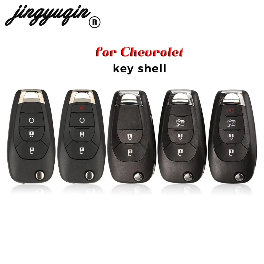 

jingyuqing Modified Flip Remote Key Fob Shell Case for Chevrolet Cruze Aveo 2014-2018 fob 2/3/4 Buttons HU100 Blade Replacement