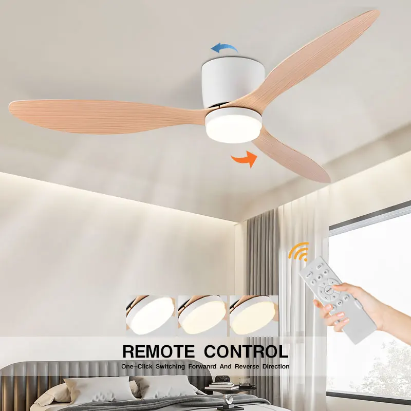 

Black White LED Ceiling Fans with Remotel Control for Bedroom Indoor 42inch 52inch Large Ceiling Lamps with LED Lights DC Motor