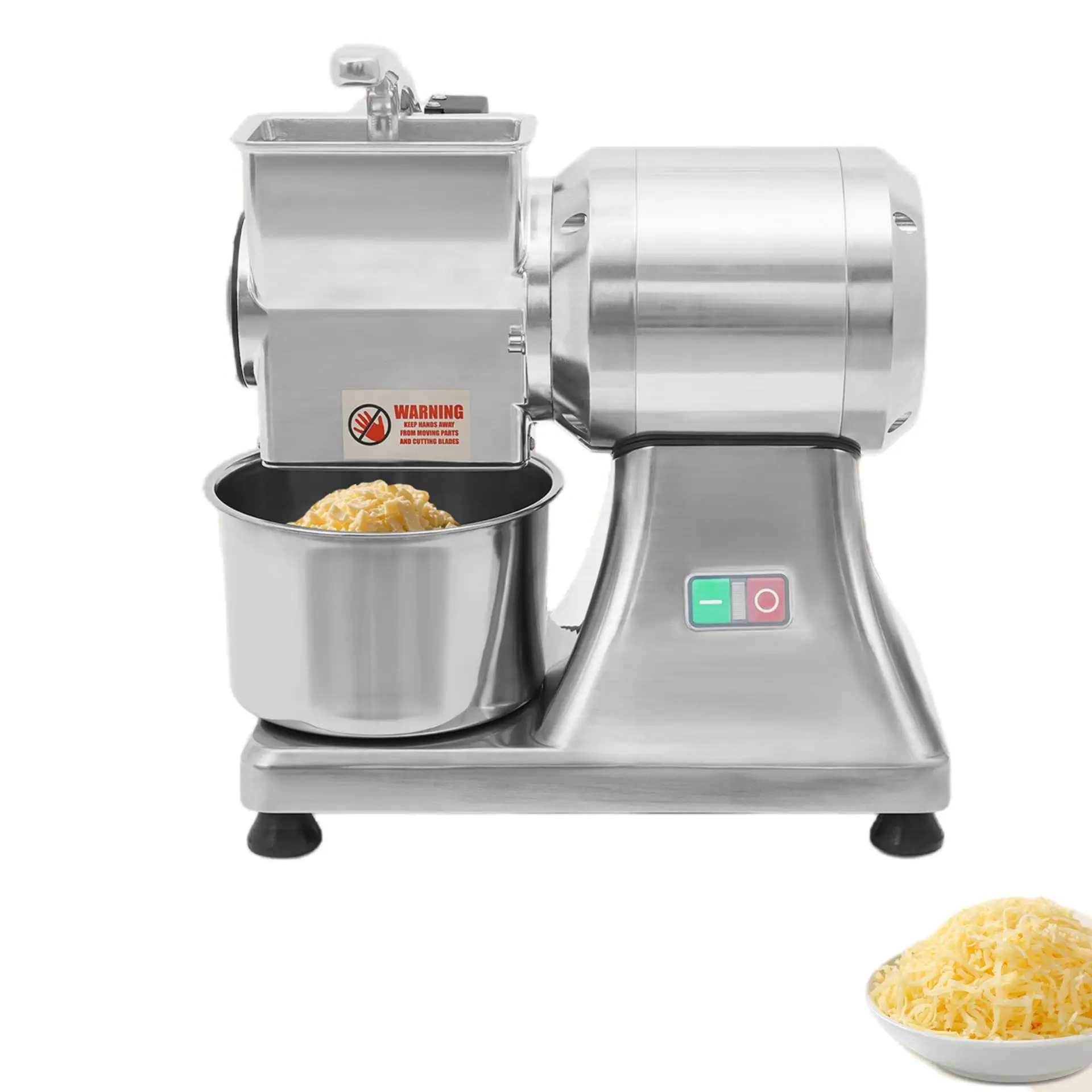 

550W Electric Cheese Grater for Block Cheese, Commercial Cheese Shredder with Safety Shield & Bucket, 88Lbs/Hour Stainless Steel