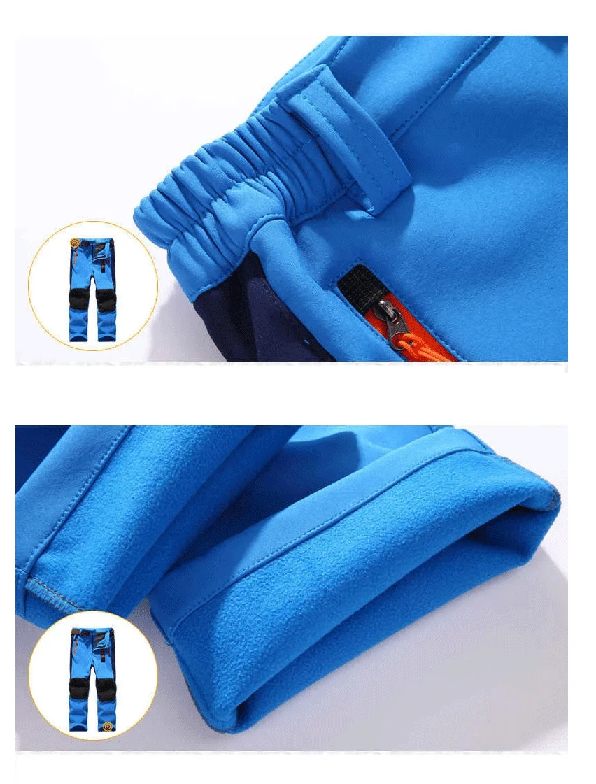 Neue frühling winddicht wasserdichte kinder im freien kinder hosen jungen mädchen softshell hosen warme jugendliche klettern hosen jogginghose – Detail 10