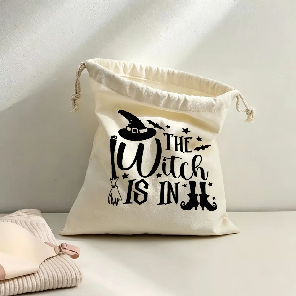 Personalized Witches Is in Drawstring Bags Custom Name Funny Halloween Spooky Brooms Storage Gifts Travel Pouches for Women Girl