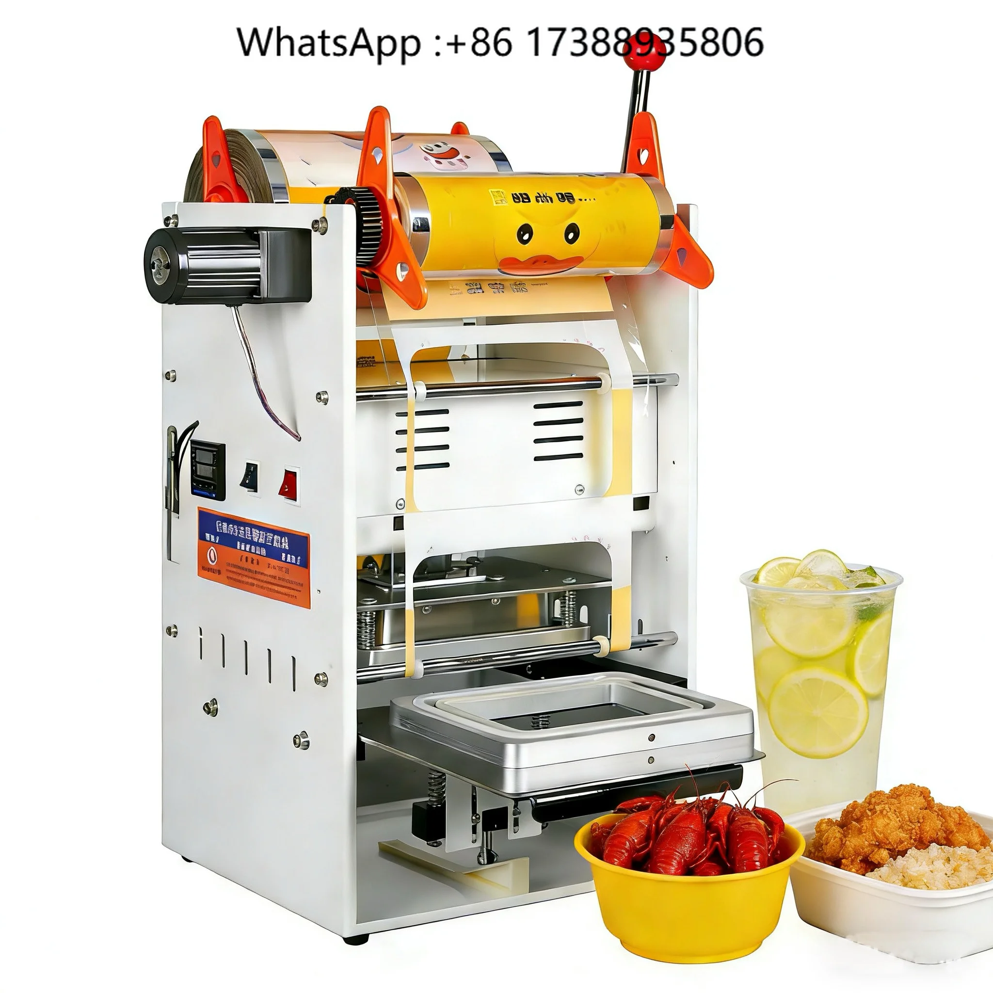 Semi-automatic Food Packaging Machine for Wrapping Labeling Sealing Paper Bowls Cups Trays for Bubble Tea Shops