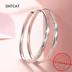 Real 925 Sterling Silver Earring Fashion Simple Korean Hoop Earrings For Women Charming Chic Party Fine Jewelry DD455