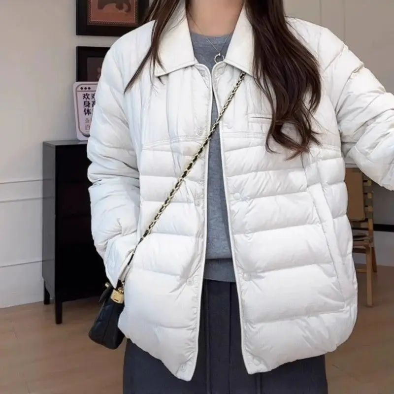 

Легкое короткое пуховое пальто, женские парки, зима 2026, новая модная теплая хлопковая стеганая куртка с лацканами, верхняя одежда, темпераментная верхняя одежда, женская