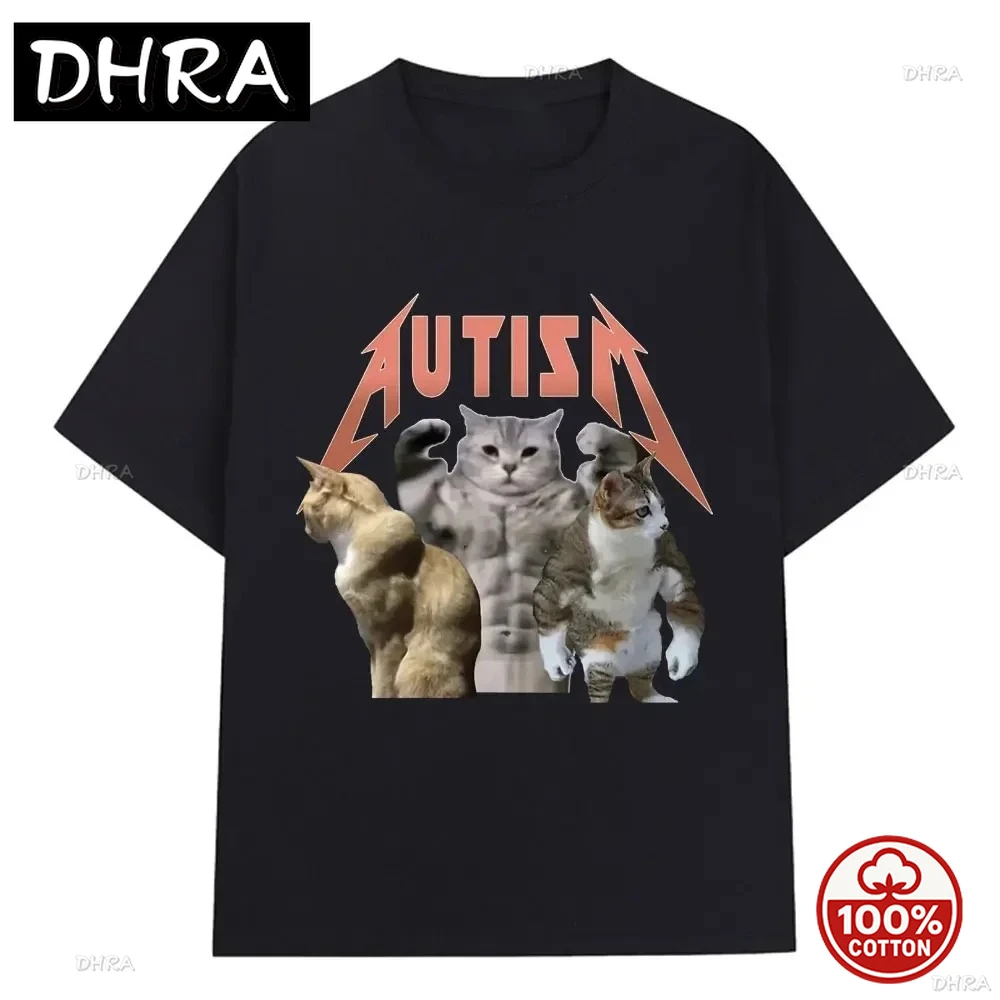 Buff Cats Autism Memory T-shirt Fitness Gym Fashion Hip Hop Short Sleeve T Men's Women's Summer High Street Printed T-shirt Top