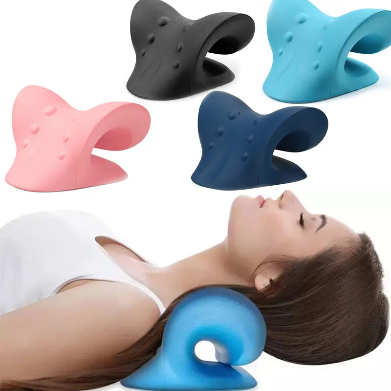 Neck Shoulder Stretcher Relaxer Neck Pillow Cervical Chiropractic Traction Device for Pain Relief Cervical Spine Alignment Gift