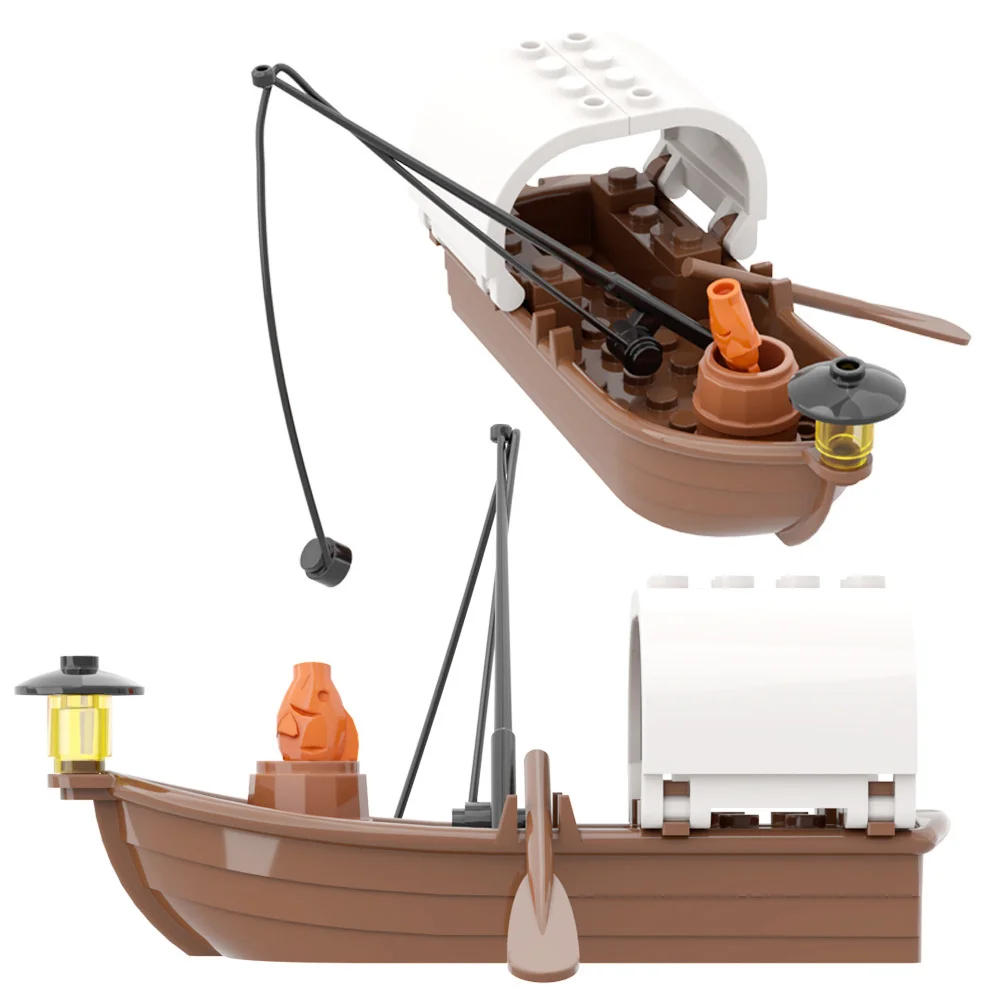 City Creativity Medieval Pirate Ship Fishing Boat Assemble MOC DIY Model Building Blocks Bricks Children's Toys Christmas Gift