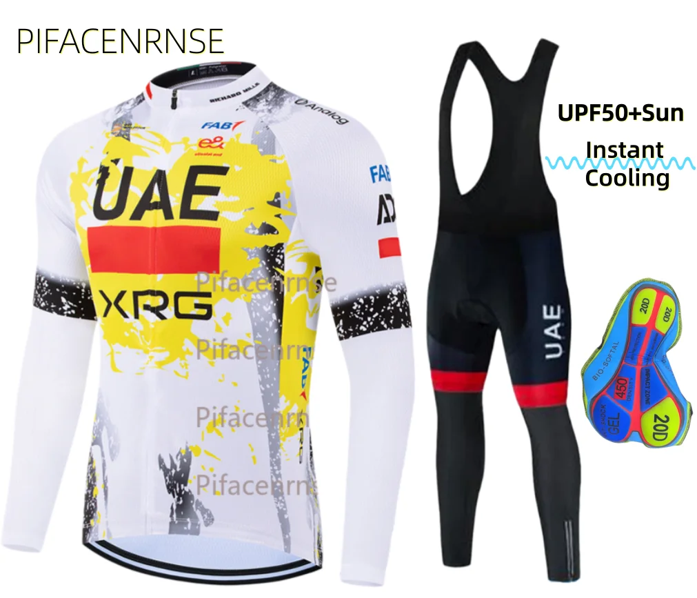 

UAE Winter Cycling Jersey Set Men Thermal Fleece Bicycle Clothing MTB Bike Bib Pants Ropa Ciclismo Triathlon Maillot Ciclismo