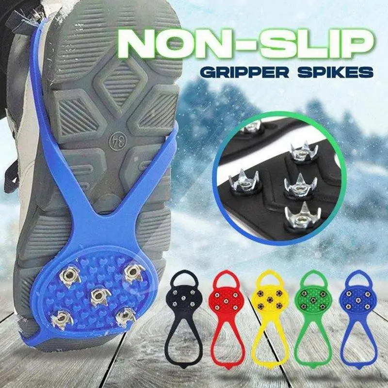 2pcs Professional Climbing Crampons 5 Studs Anti-Skid Ice Snow Camping Walking Shoes Spikes Grip Winter Outdoor Ice Gripper