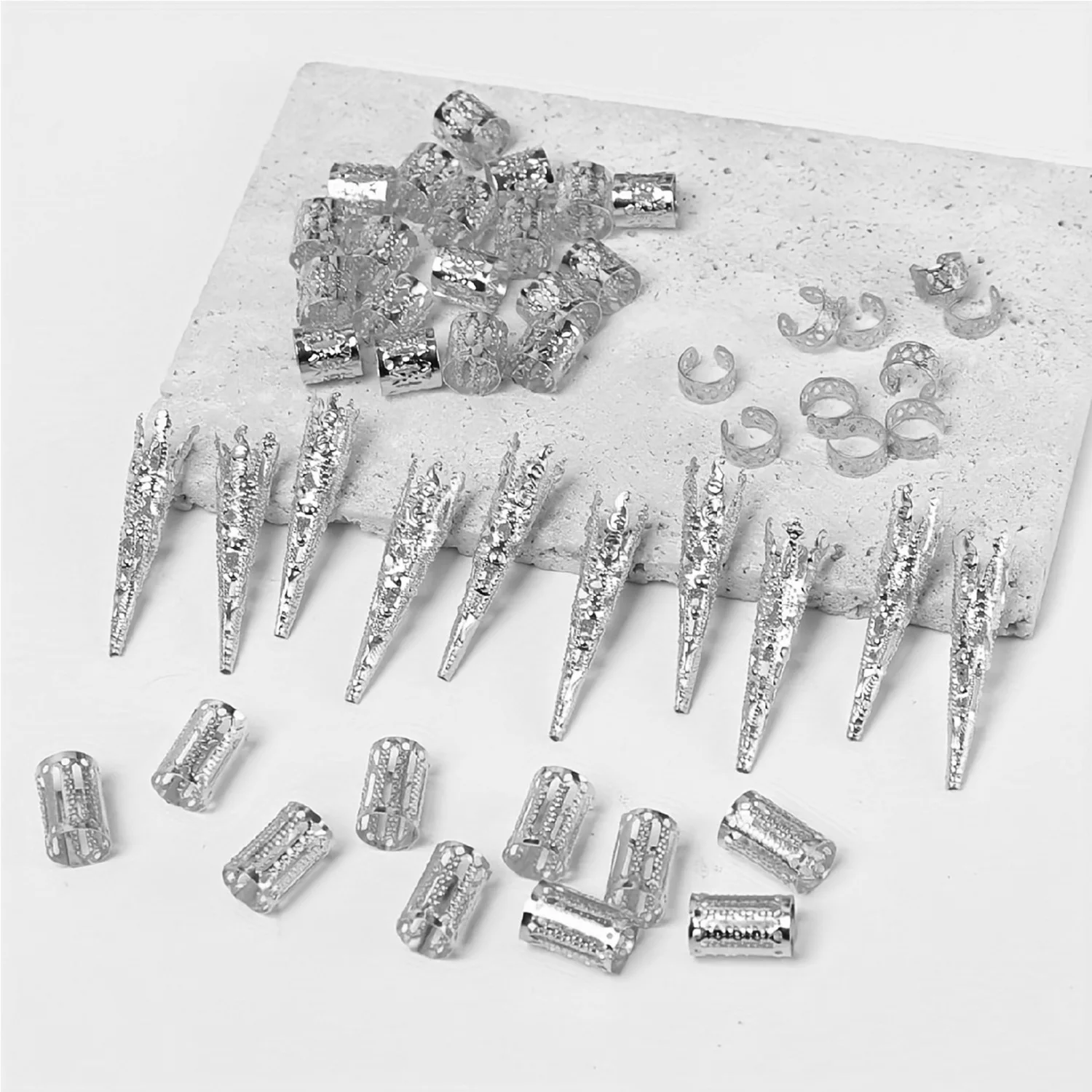 

DIY Braiding Rings 50pcs Hollow Alloy Gold Silver End Protectors for Dreadlocks Easy Install Fashion Hair Ornaments