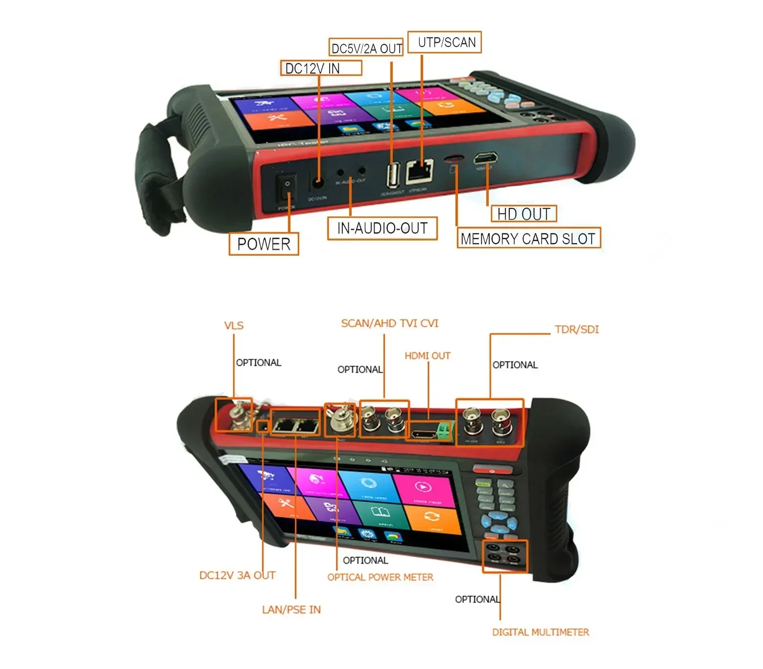 X7 Cctv Teste 4K Camera 7Inch Touchscreen Test Via Mainstream Analoge Ip + Ahd + Cvi + Tvi + Sdi 6 In 1 Multifunctionele Cctv Tester