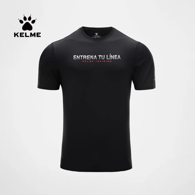 Kelme Men's Running Sports T-shirt Football Training Short-sleeved Breathable Sweat-wicking Quick-drying Fitness Top