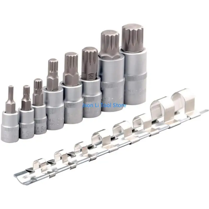 Y08D 8 pièces Adaptateur douille bits torx 1/4 "3/8" "Couple d'entraînement Spanner à cliquet à cale réparation en