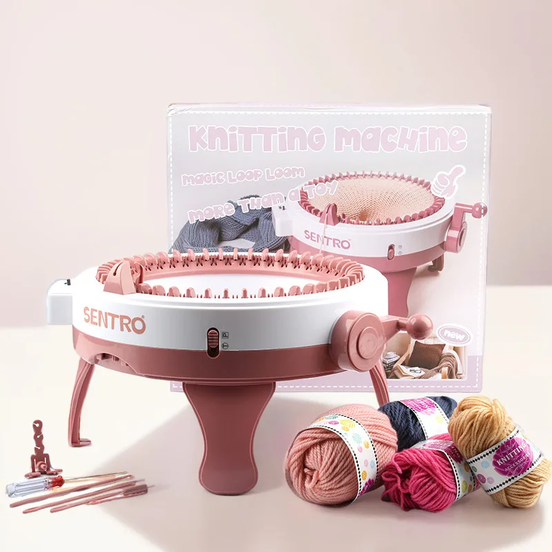 

48 Needle Handmade Knitting Machine with 6 Rolls of Randomly Colored Yarn for Adults and Children, DIY Scarf Hat Sock