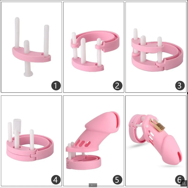 8 Color Silicone Penis ring Male Chastity Cage Device Lockable Cock Cages BDSM Sex Toys with 5 Cock Ring Penis Sleeve for Men