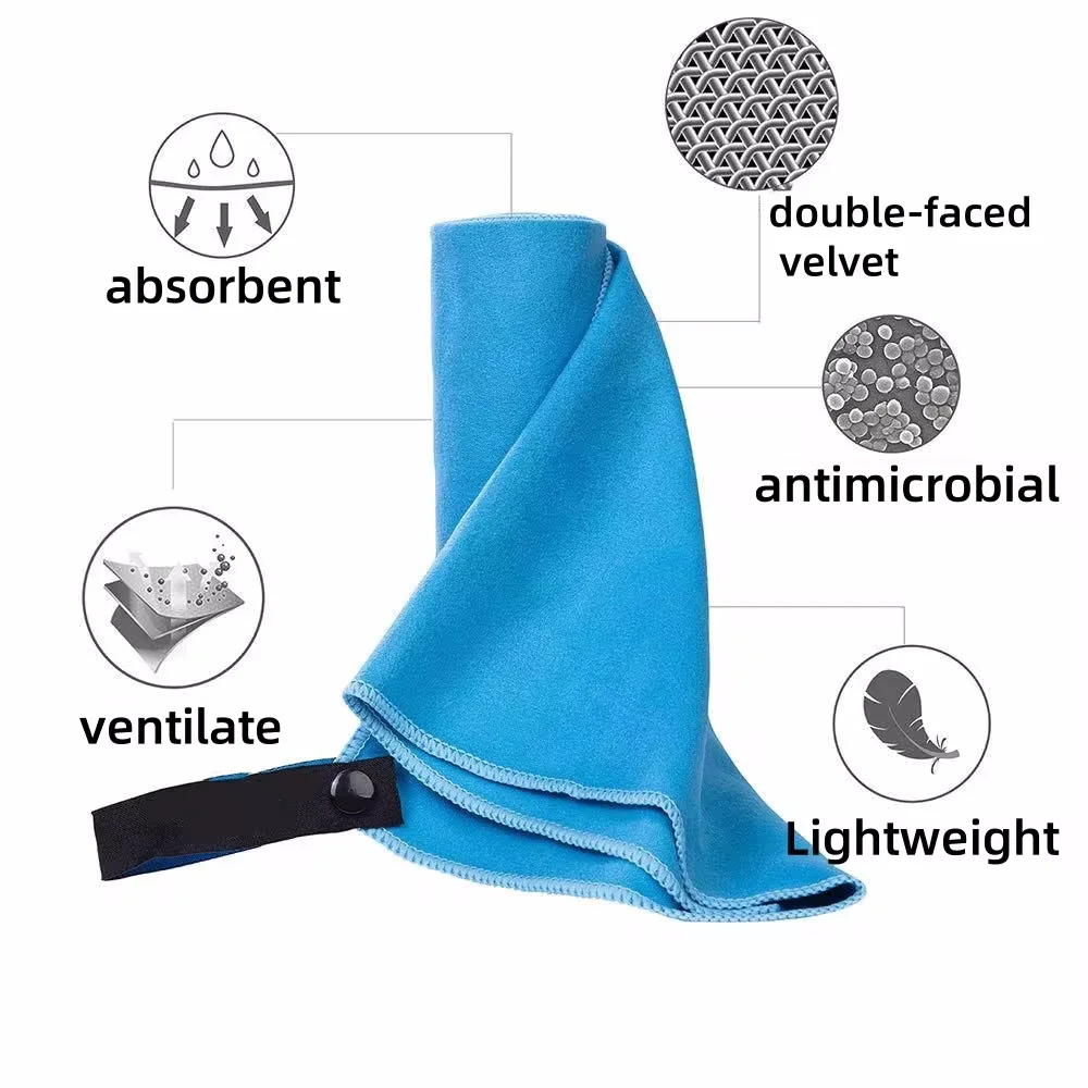 Microfiber Yoga Fitness Sports Towel Portable Sweat Beach Swimming Double Sided Velvet Quick Dry Towel Comfortable Sports Fabric