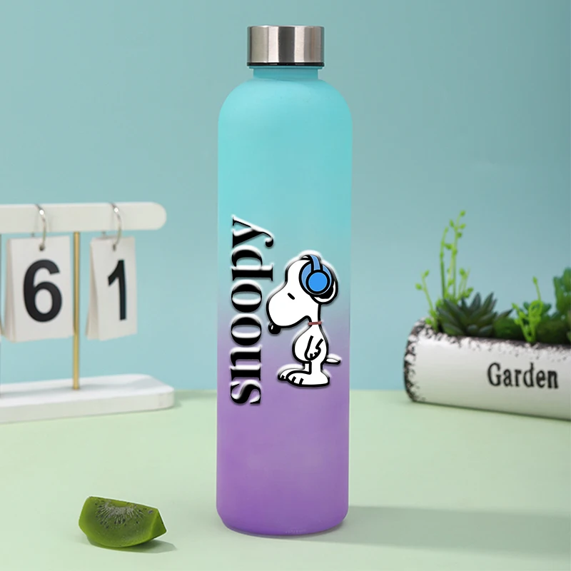 900ML Snoopys Series Drinking Bottle with Time Marker Cartoon Portable Reusable Fitness Sports Outdoors Travel Frosted Cups Gift