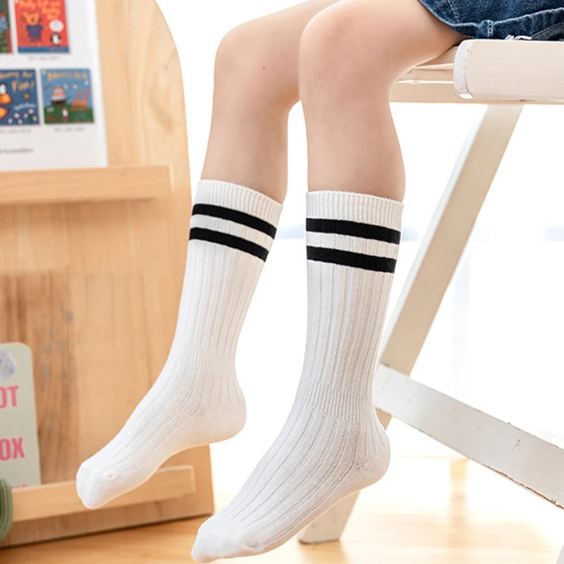 Fashion Striped Kids Long Socks 1-5Year Girls Over Knee High Sock Spring Autumn Knit Stockings Leg Warmer Children Cotton Socks