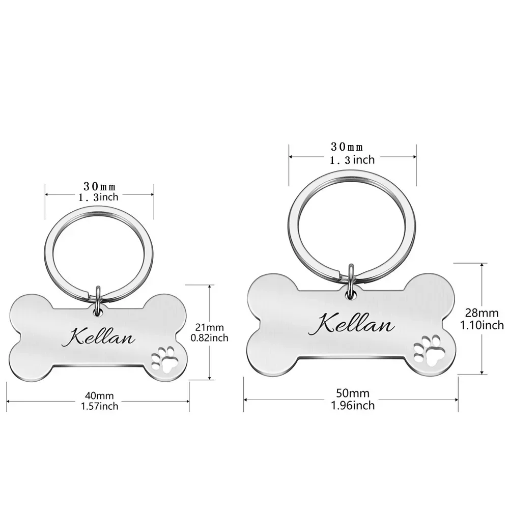 علامات تعريف معرف الحيوانات الأليفة الشخصية نقش مجاني اسم رقم العظام على شكل قلادة للكلاب والقطط والحيوانات الأليفة ملحقات المفاتيح 2025
