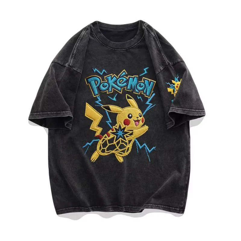 

Supzoom 2025 Новое поступление, модная хлопковая футболка с принтом Пикачу и круглым вырезом в стиле хип-хоп, летняя повседневная мужская и женская футболка