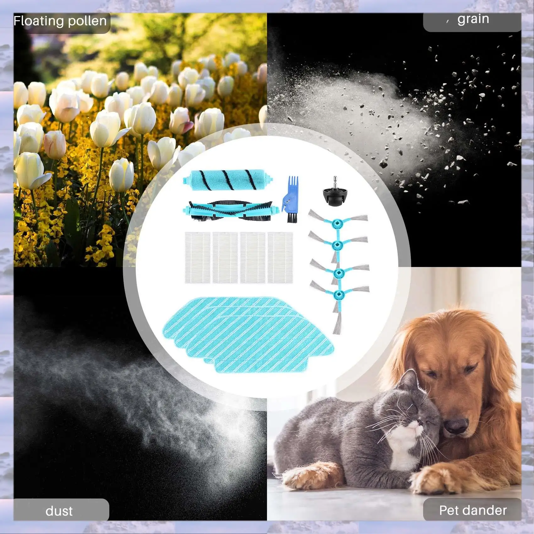 2025-HEPA Filter For Cecotec Conga 4090 5090 Robot Vacuum Cleaner Main Roller Brush Side Brushes Mops Cloth Rags Kit