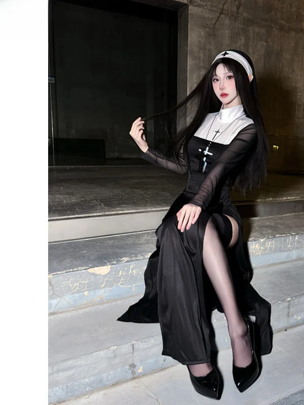 

Костюм сексуальной монахини Eunana 2025 для взрослых, для ролевых игр, косплея на Хэллоуин, для ночных клубов, из полиэфирного волокна, 100% традиционный китайский стиль...