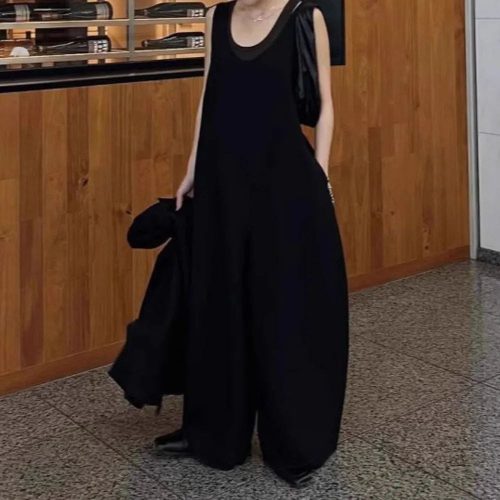 Kuzuwata High Street Trendy Streetwear Casual Jumpsuit Loose Soft Simple Solid Minority Rompers Japan Moda Slim Elegant Bodysuit