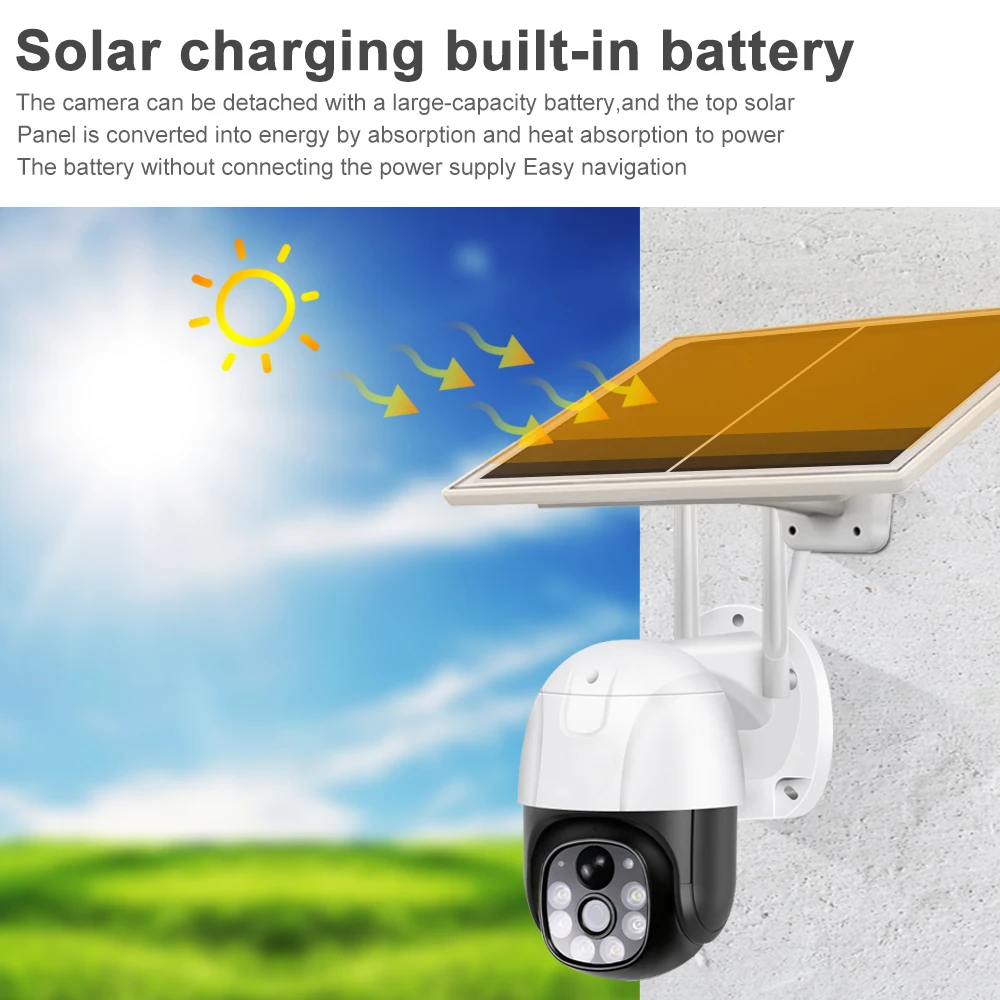 4G Sim Card Camera Battery Power Mini Solar Panel Security Surveillance Wifi Camera 10000mAh IP66 Wireless Tracking Solar CCTV