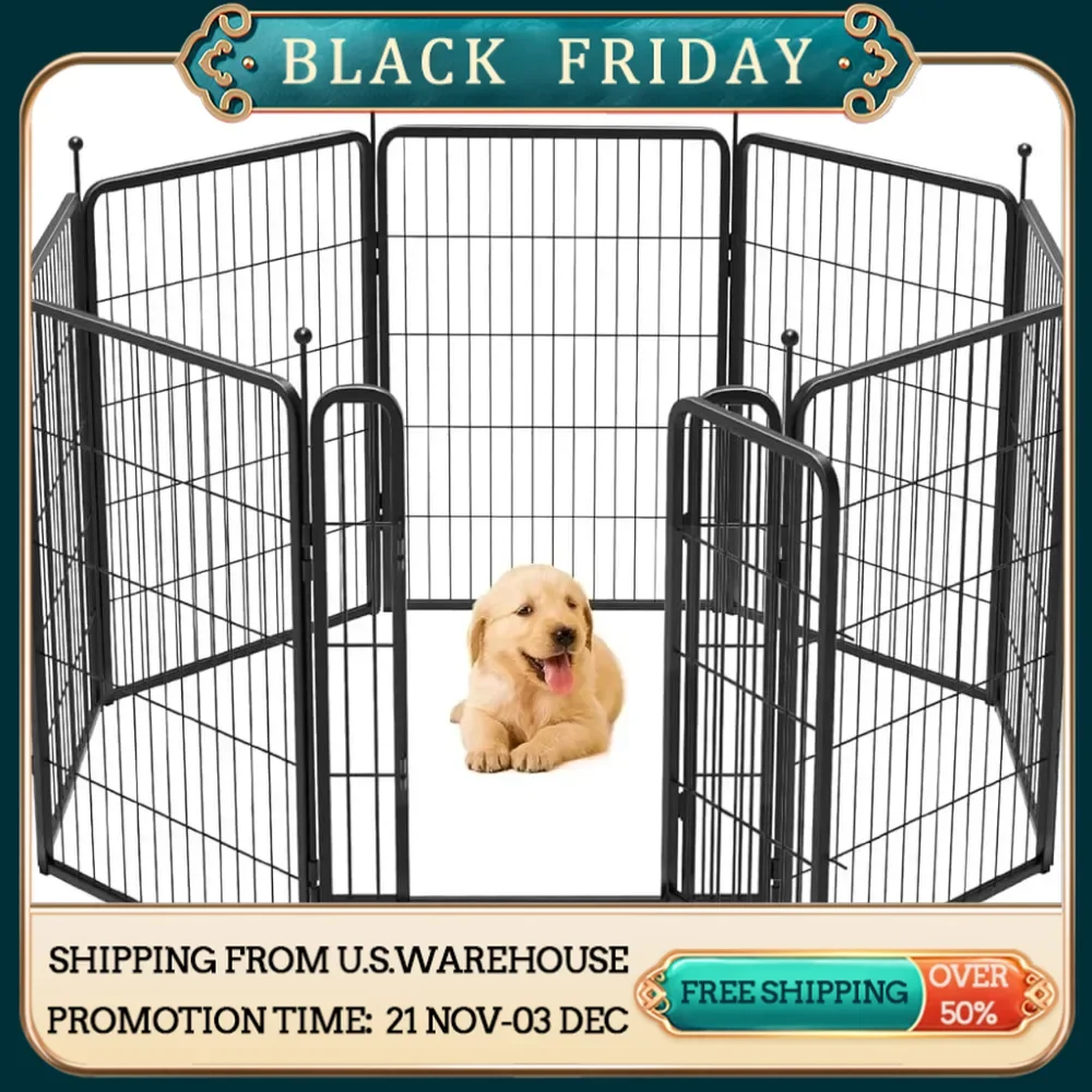 

Dog fence designed specifically for camping, yard, 40 inches high, suitable for small and medium-sized dogs, with 8 panels