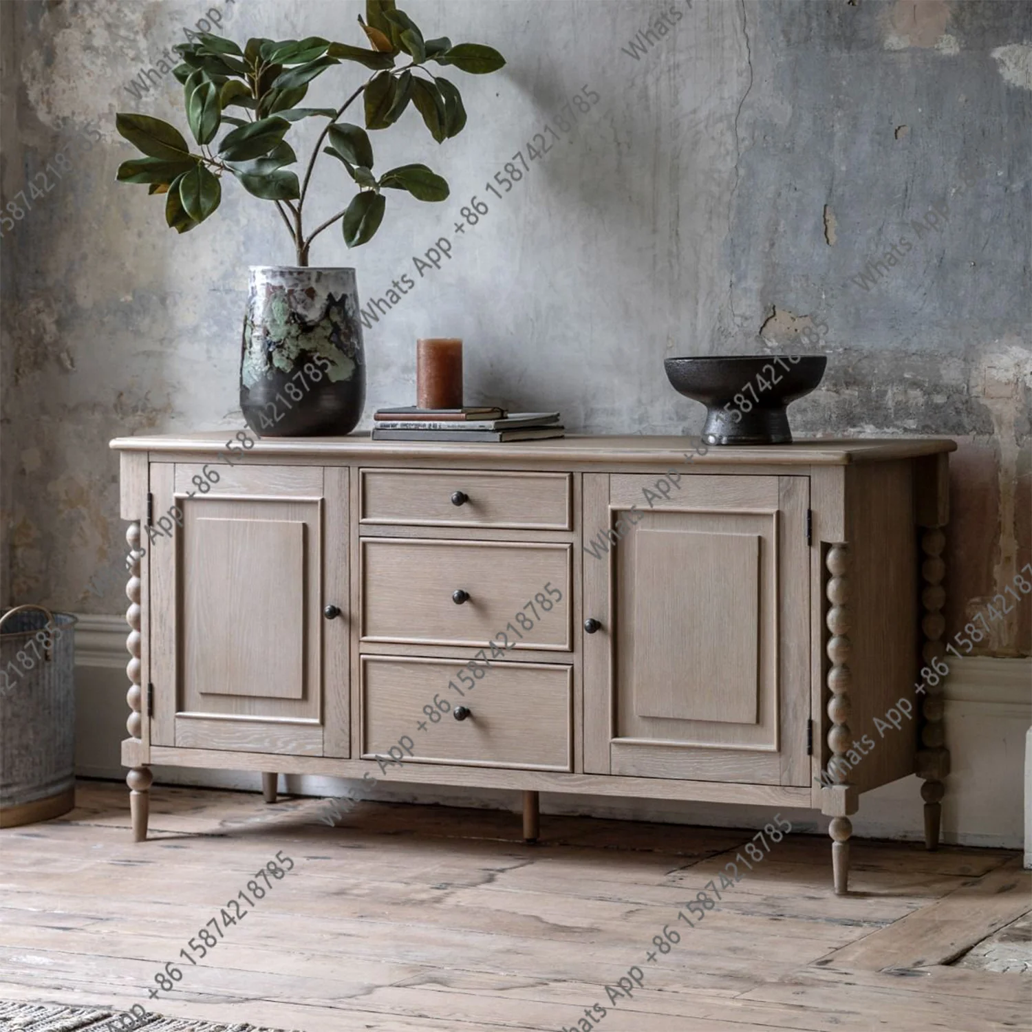 

American rural solid wood dining side cabinet aisle entrance French antique storage cabinet living room wall locker