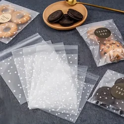 100Pcs Plastic Transparent Cellophane Bags Polka Dot Self Adhesive Candy Cookie Bags For DIY Gift Packaging Wedding Party Decor