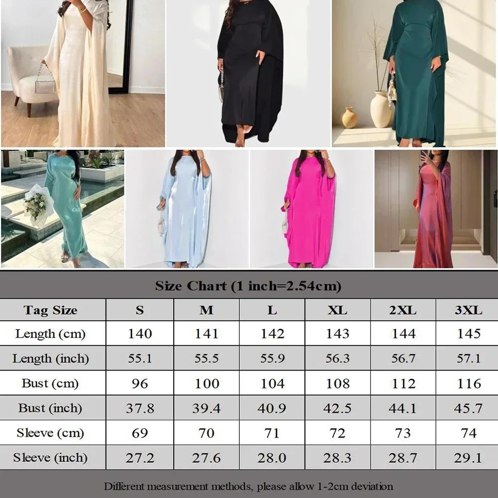 Women Dress 1pc Batwing Sleeve Casual Comfortable For Spring/Summer Long Dress Muslim Robe Oversized Plus Size