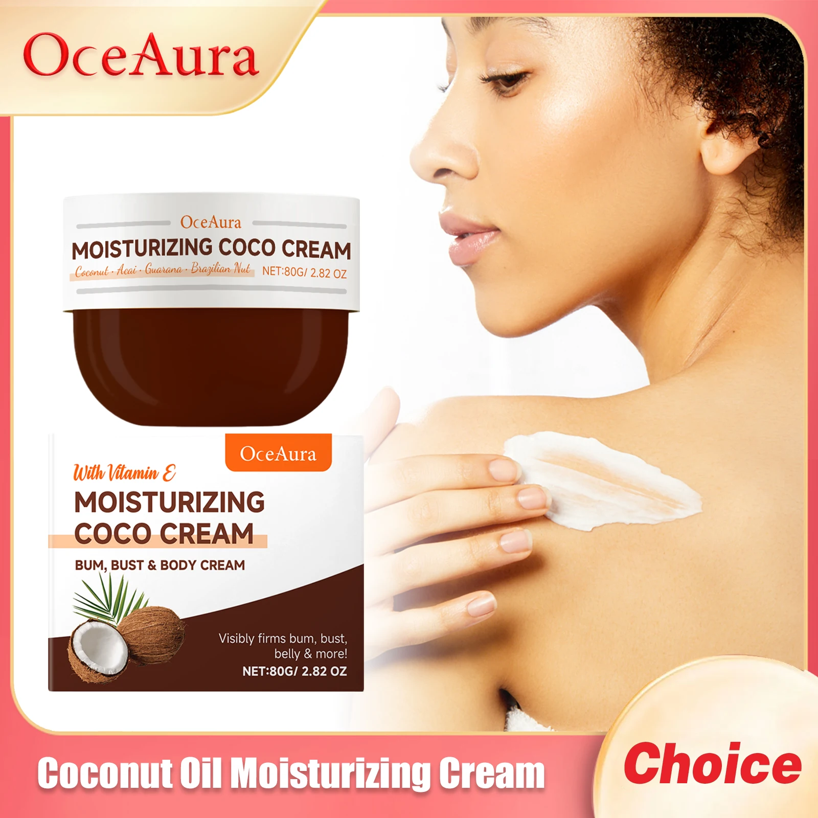 

OCEAURA Coconut Oil Body Moisturizing Cream Relieve Dryness Enhance Elasticity Firm Skin Improve Dullness Coconut Oil Care Cream