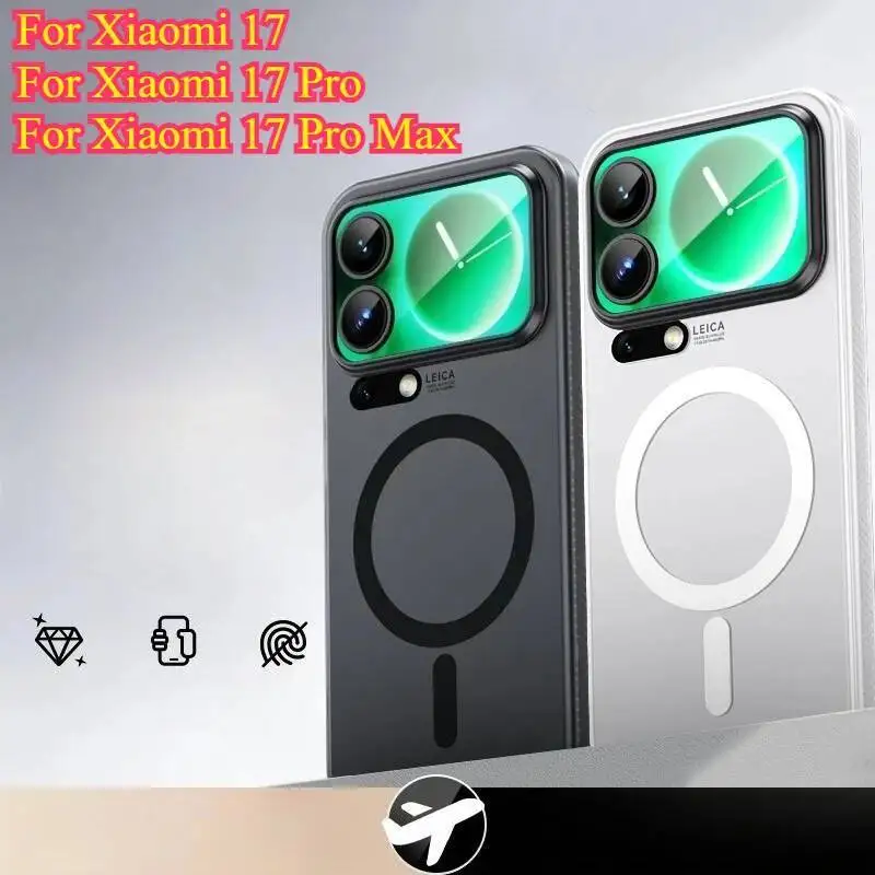 

Магнитная беспроводная зарядка для чехла Magsafe для Xiaomi 17 Pro Max с мягким краем, матовый полупрозрачный чехол для Xiaomi 17 Pro Funda Case