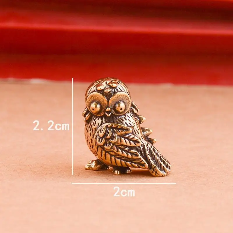 Small Sparrow Owl Statue Metal Brass Tea Pet Table Ornament Home Decoration Accessories Retro Bird Animal Figurines