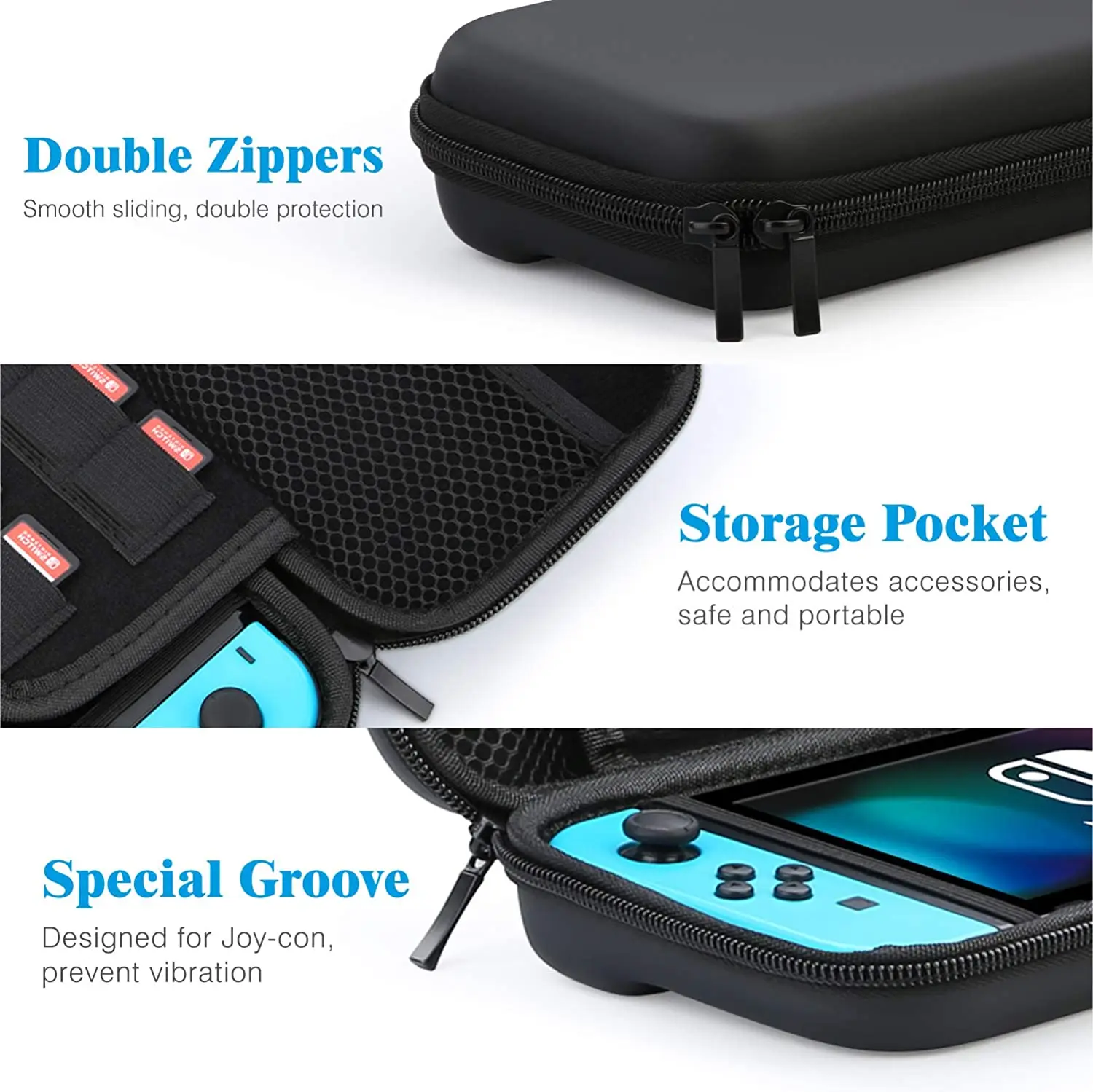 HEYSTOP Switch Carrying Bag for Nintendo Switch Case with  9 in 1 Nintendo Switch Accessories Kit and 6 Pcs Thumb Grip