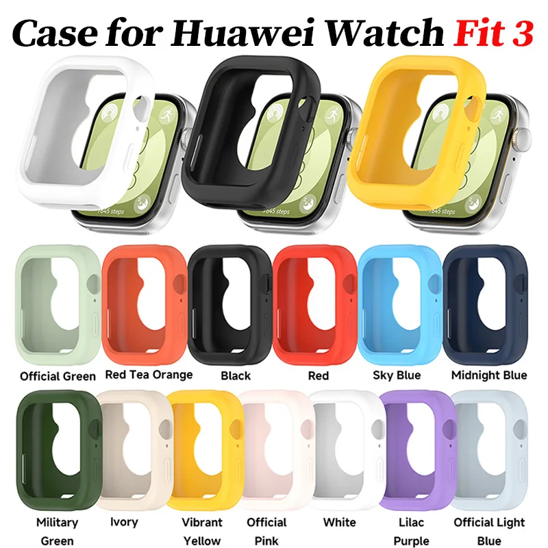 Etui na pasek Huawei Watch Fit3 Akcesoria Miękki silikonowy pokrowiec ochronny z TPU, pełna ochrona, ramka, bumper na Huawei Fit3