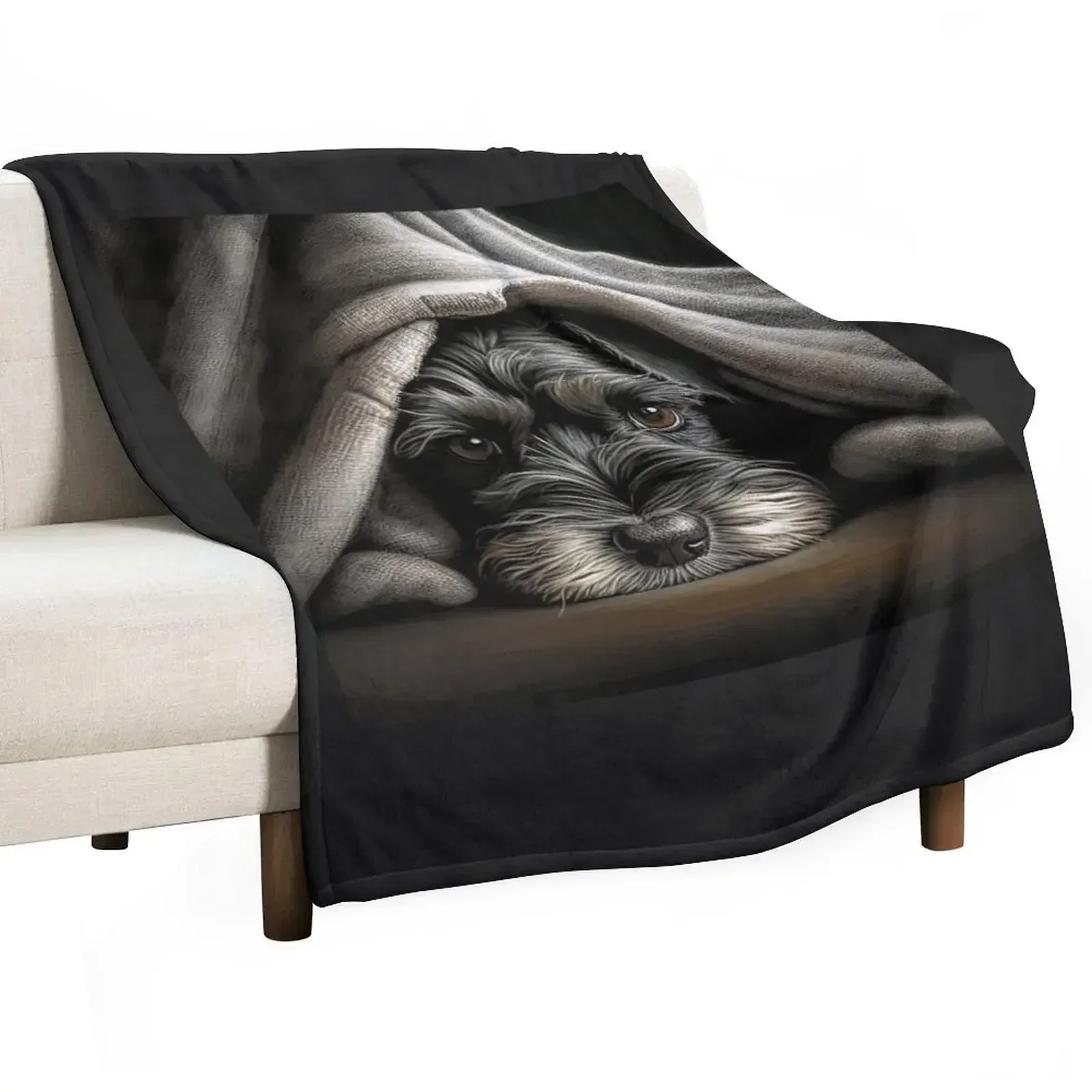 Cute Mini Schnauzer Throw Blanket Furrys Cute Fashion Sofas Hair Blankets