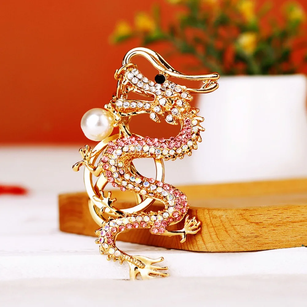 Handbag Accessories Year of The Dragon Keychain Car Accessories Gift Chinese Zodiac Dragon Rhinestone Pendant Keychain