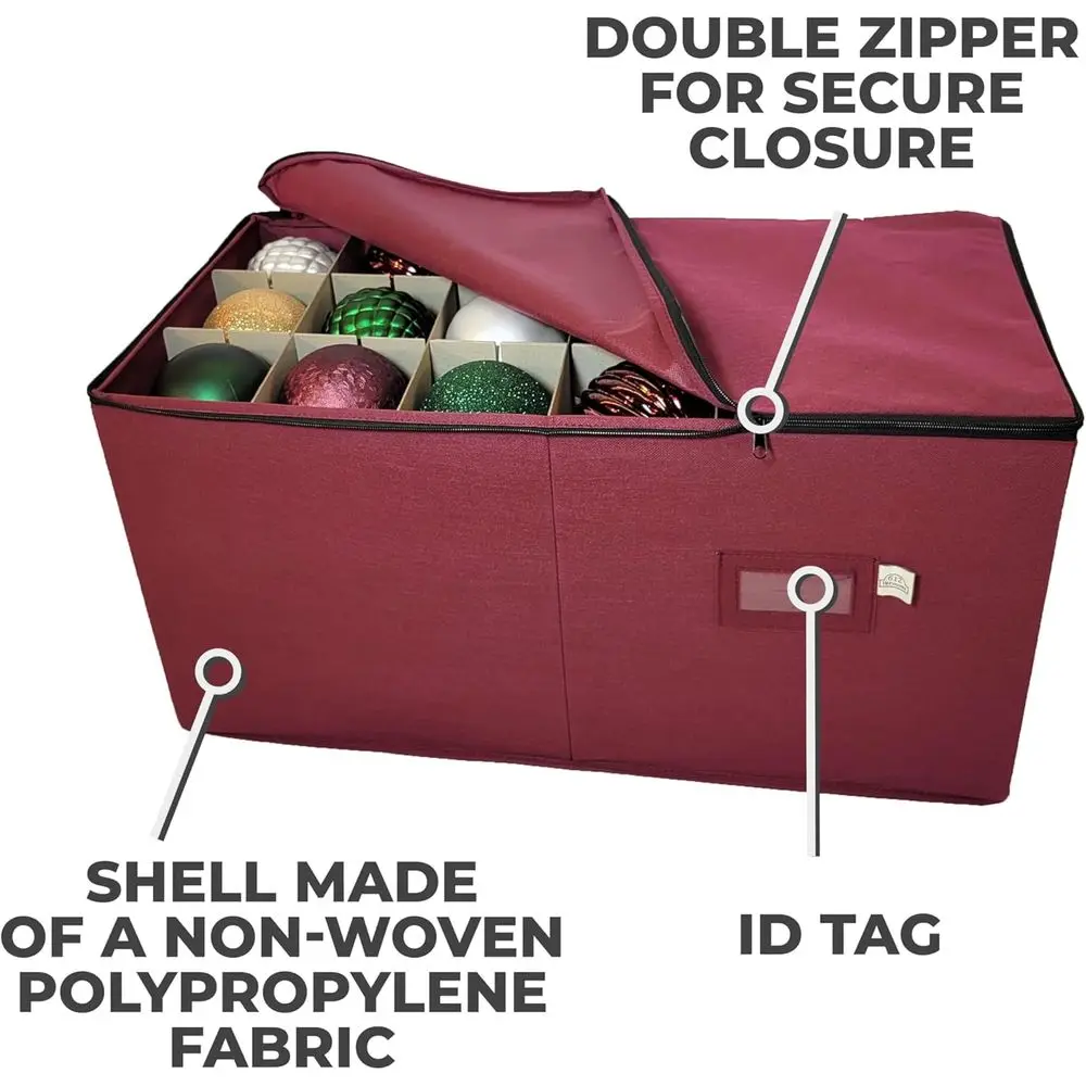 Adjustable Divider Ornament Storage Box, Protects 54 4-Inch Decorations (SB-40044-VT)