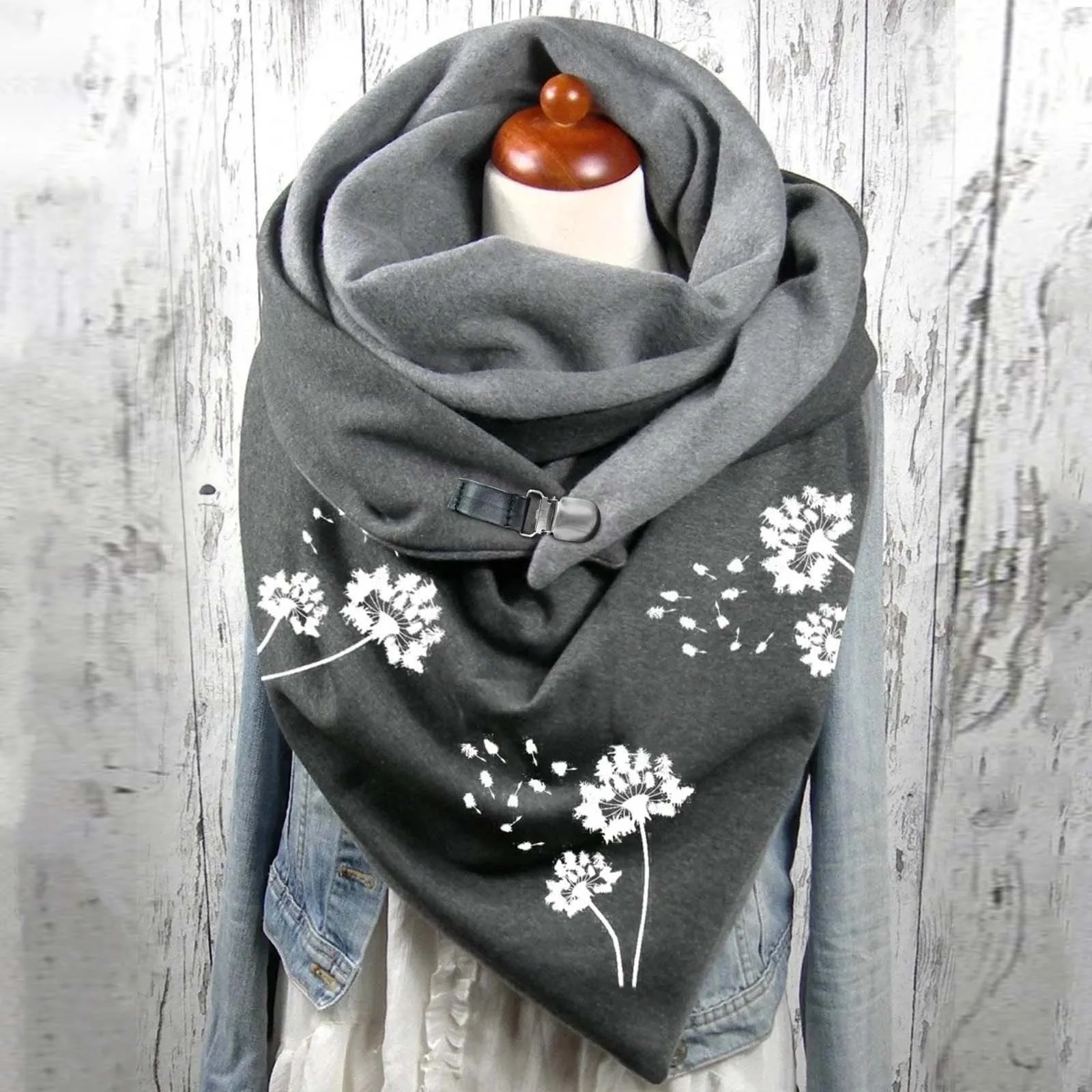 Women Scarf Winter Fashion Printing View Art Print Button Fashion Functional Soft Wrap Casual Warm Scarves Shawls Foulard 2024