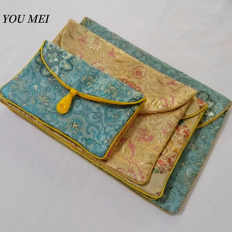 حقيبة تخزين سوترا ذات ملمس زهور مطرزة باللون الأخضر الفاتح، حقيبة صحیف نصية رائعة، منتج ديني بوذي لمنظم سوترا #1