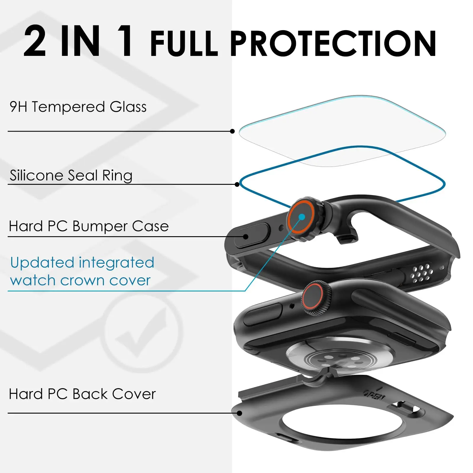 Waterproof Upgrade Case for Apple Watch 8 7 45mm 41mm Screen PC Protector Glass IWatch Series 9 5 6 Se 44mm Change To Ultra 49mm