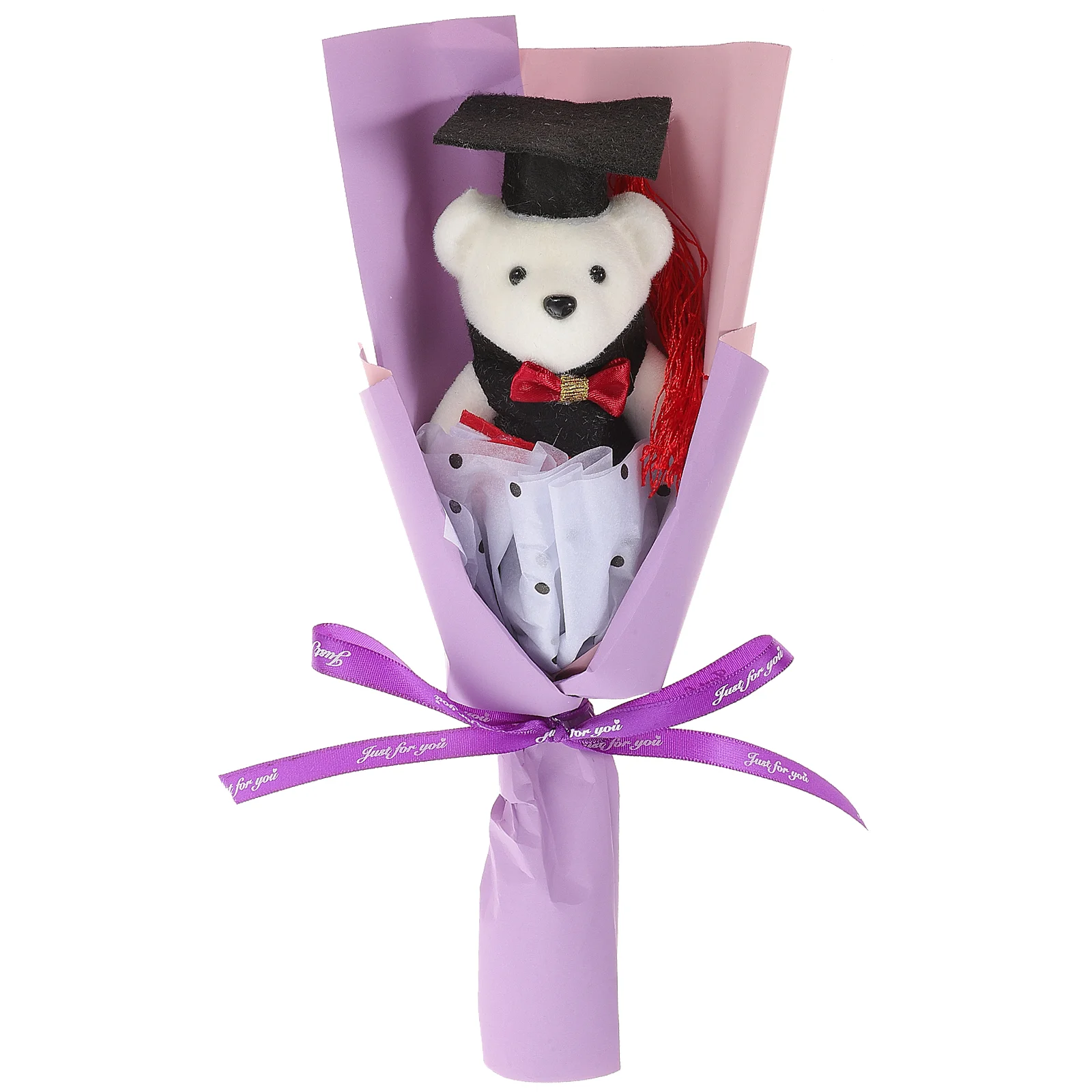 Stuffed Graduation Bear Bouquet Decorations Aunt and Uncle Gifts Statue Purple Plastic The