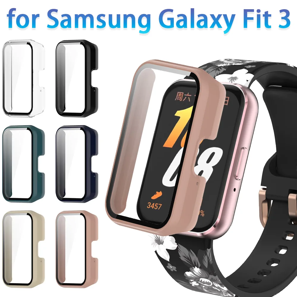 PC-Gehäuse, kompatibel mit Samsung Galaxy Fit 3, Schutzrahmen, Gesichtsabdeckung, integrierter Displayschutz aus gehärtetem Glas, Kratzschutz
