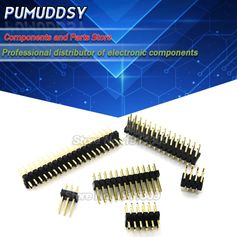 1.27mm 1.27 Double Row Male 2~40P Breakaway PCB Board Pin Header Connector Strip Pinheader 2*3/4/5/6/7/8/10/12/15/20/40p 3-50P