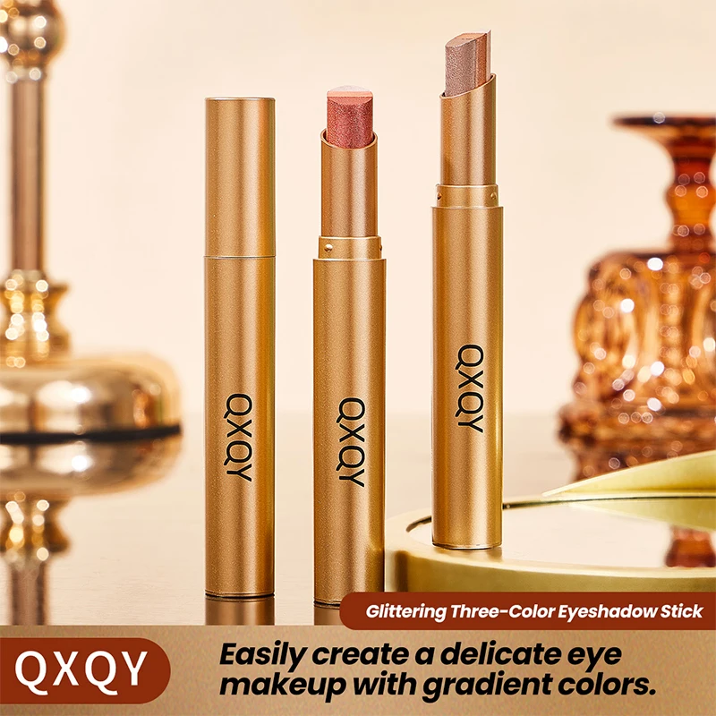 女性用メイクアップ 3色アイシャドウスティック、黒人女性用メイクアップ、パールのような微光沢マットカラーディスプレイ、ほんのりメイクアップ