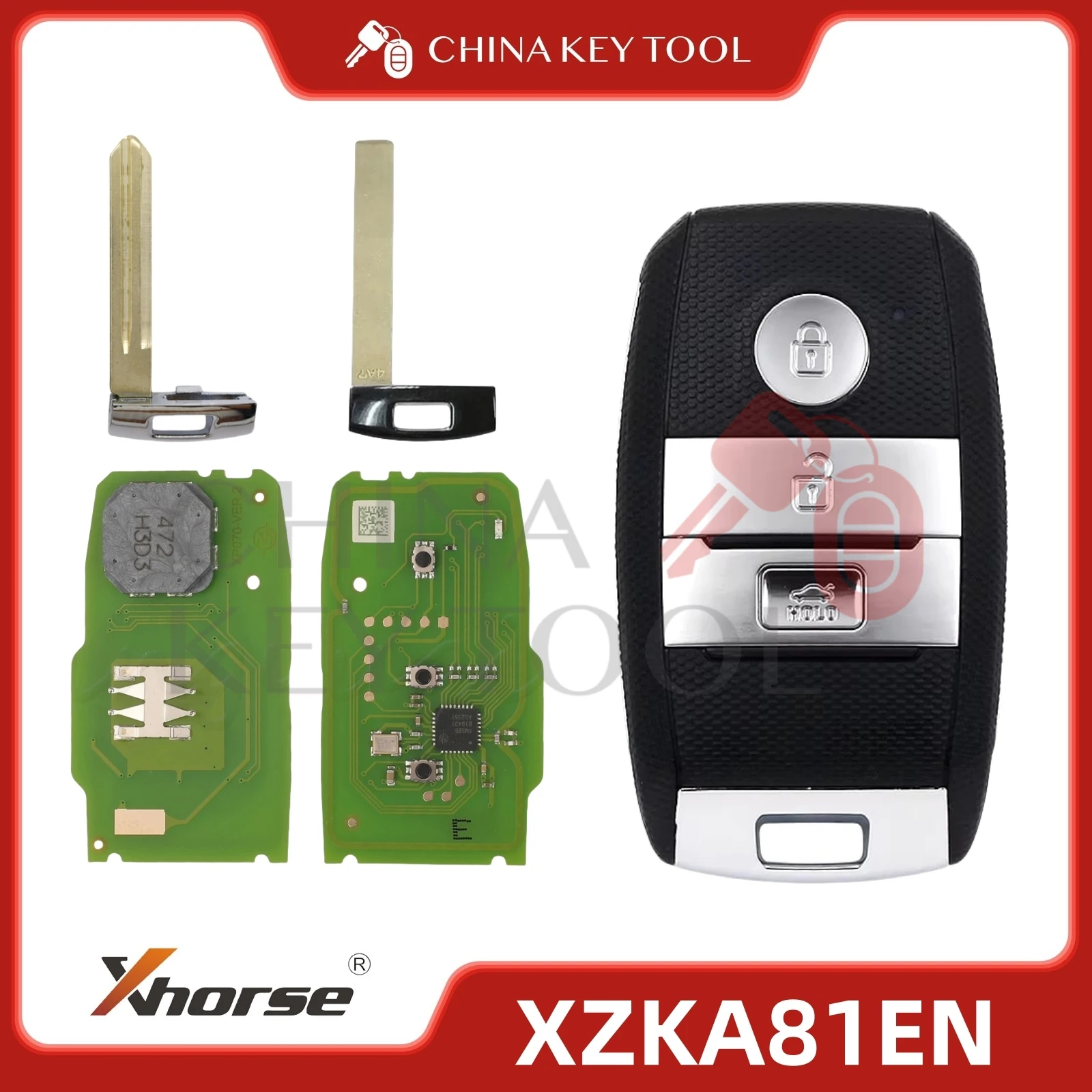 

XHORSE XZKA81EN Специальная печатная плата с 3 кнопками исключительно для модели Hyundai и Kia с корпусом ключа с логотипом